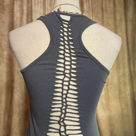 Vintage Y2K Tank Top Rhinestone Guitar Cut Out Back Sleeveless Indie Sleaze Punk - Picture 7 of 9